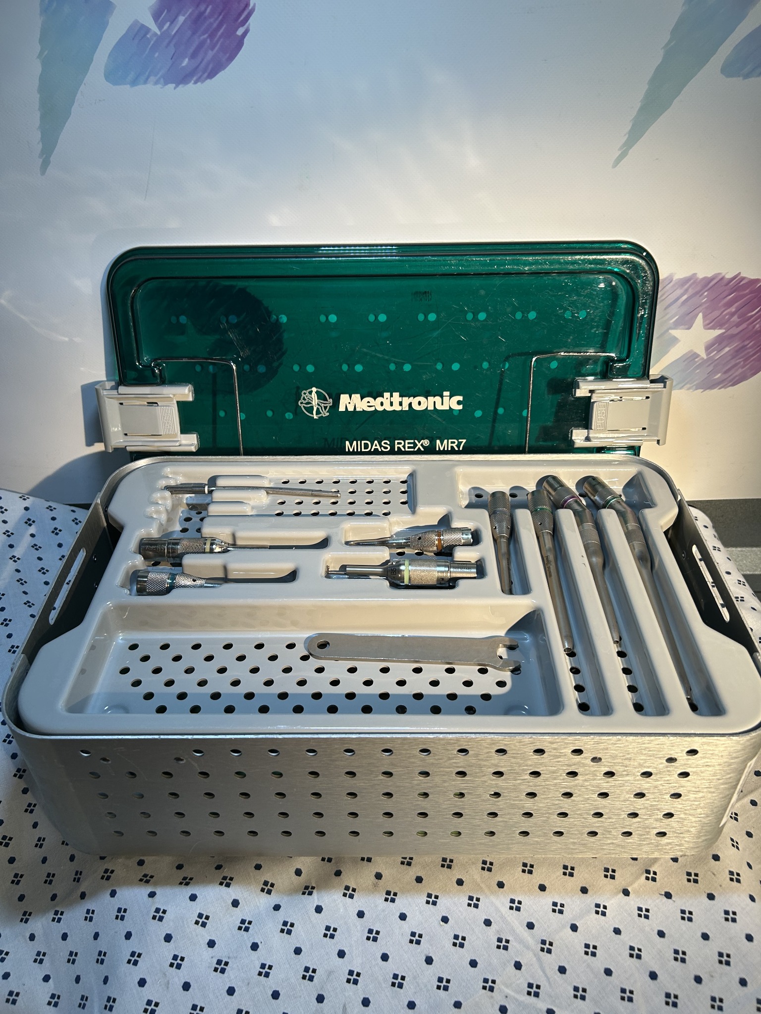 Medtronic Midas Rex MR7 Touch Drill, Perforated Driver, Accessories And Case