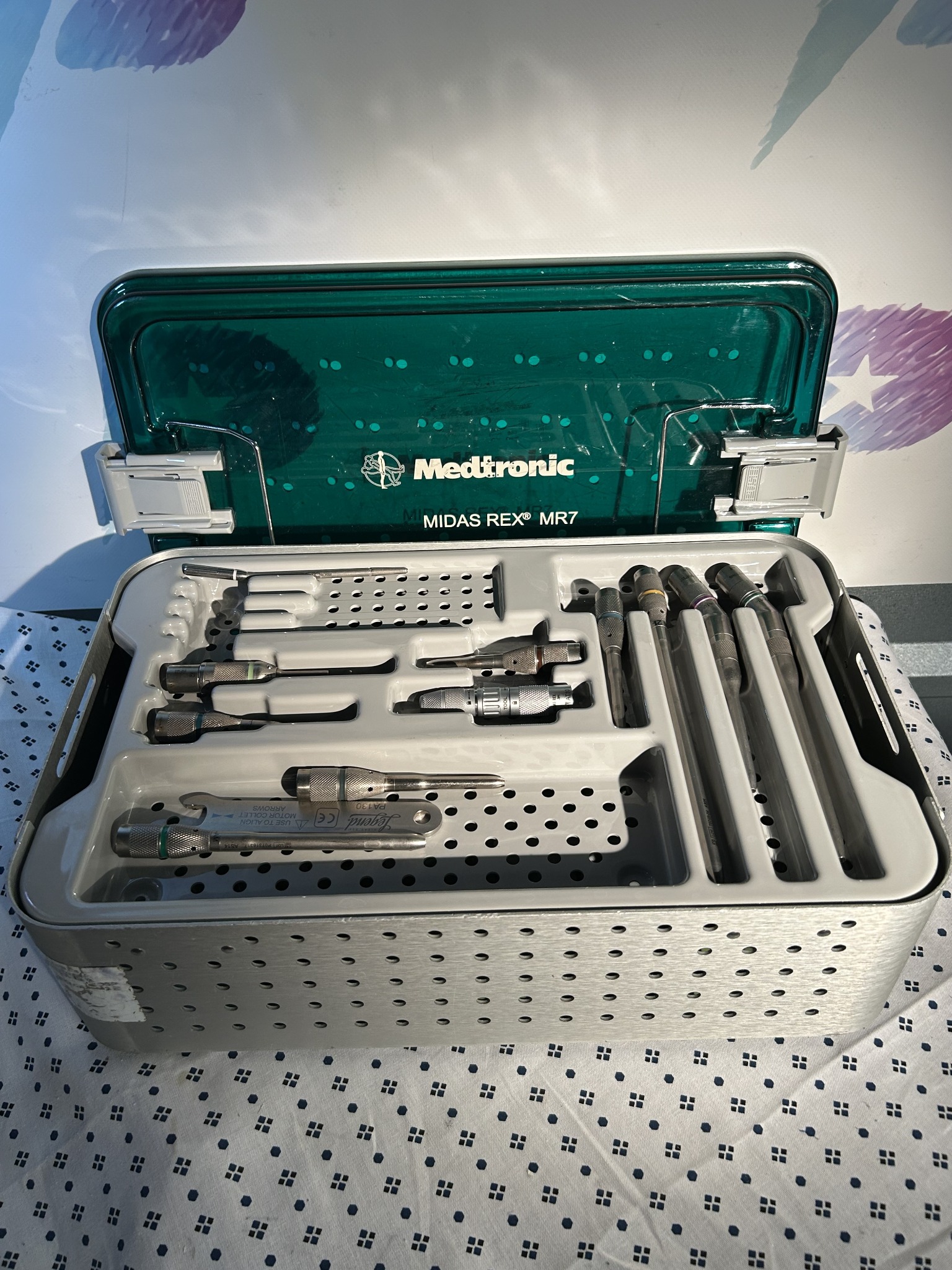 Medtronic Midas Rex MR7 Touch Drill, Perforated Driver, Accessories And Case